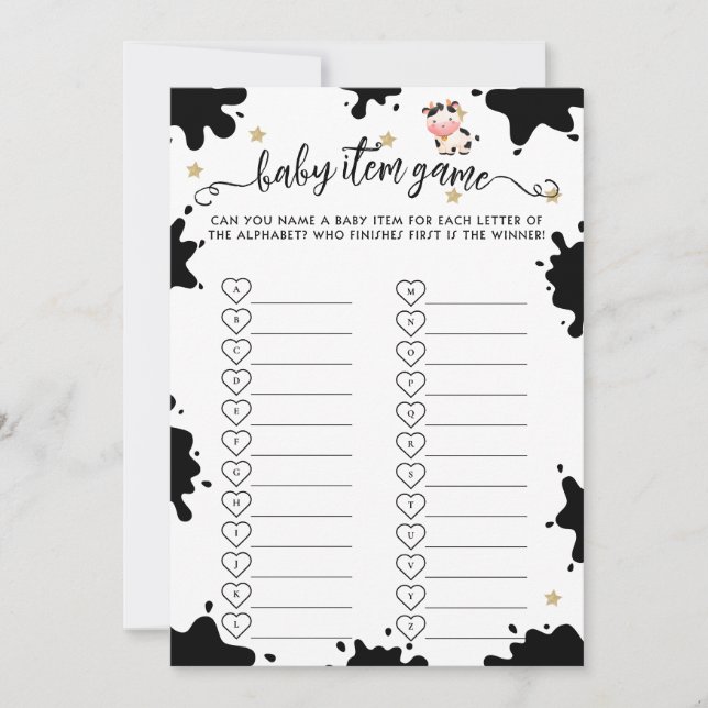 Carte de jeu pour bébé de Baby Shower Holy Cow (Devant)