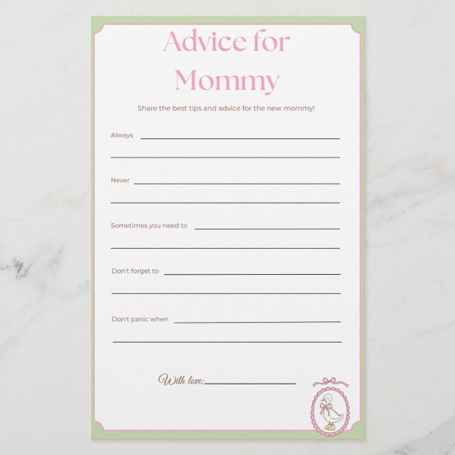 Carte de jeu pour bébé Rose Goose : Conseils pour  (Devant)