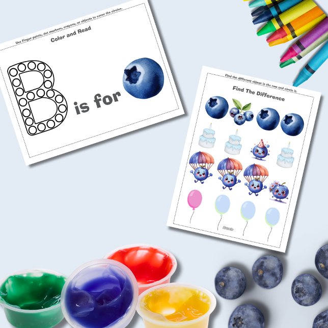 Carte de jeu pour enfant en bas âge d'anniversaire (Blueberry Birthday Preschooler toddler Game card)