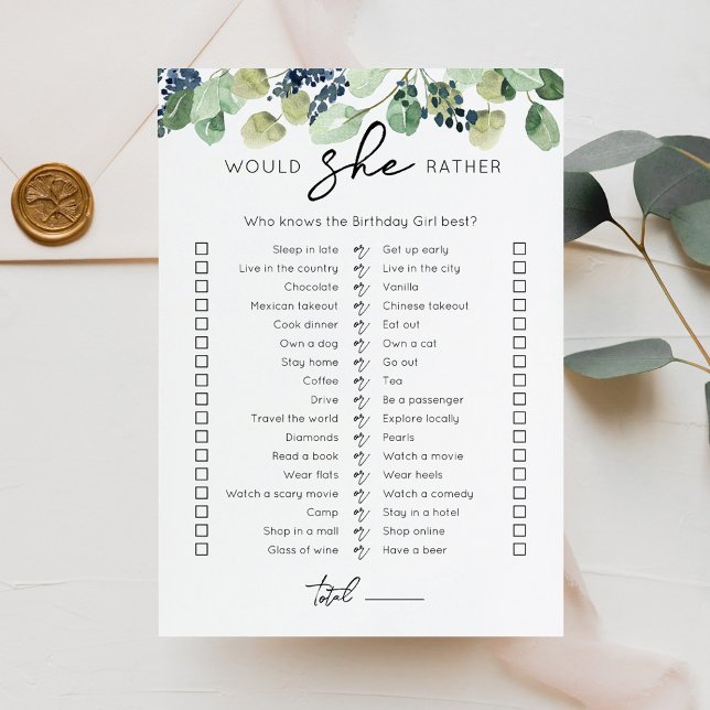 Carte de jeu pour fête d'anniversaire 'Would She R (Créateur téléchargé)