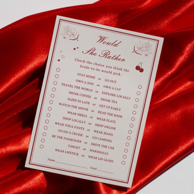 Carte de jeu 'Préférerait-elle' pour une fête de m (Créateur téléchargé)