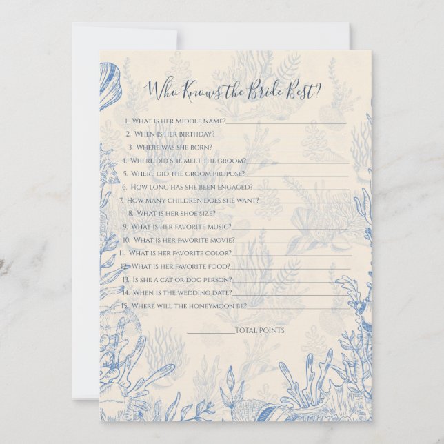 Carte de jeu Qui connaît la mariée (Devant)