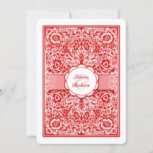 Carte de jeu rouge et blanc - Invitation de mariag