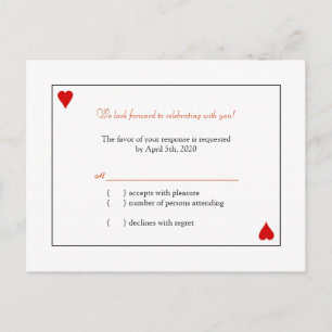 Carte de jeu simple Mariage RSVP