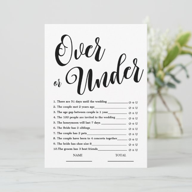 Carte de jeu simple pour enterrement de vie de jeu (Debout devant)