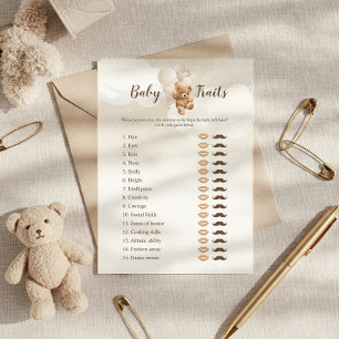 Carte de jeu Traits de bébé ours en peluche neutre