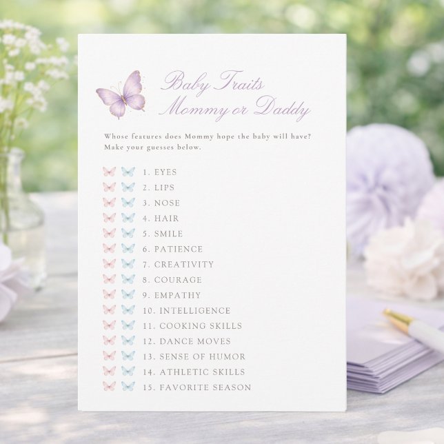 Carte de jeu Traits de bébé papillon violet sous l (Créateur téléchargé)
