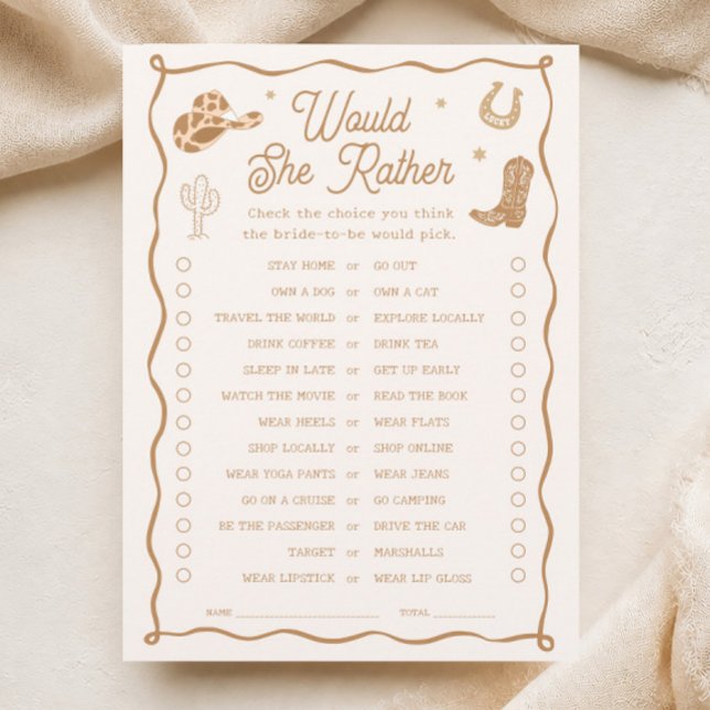Carte de jeu 'Western Bridal Shower Would She Rath (Créateur téléchargé)