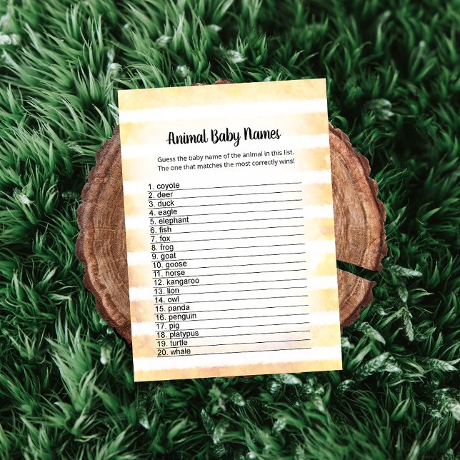 Carte de jeu White Bunny Yellow Animal Baby Names (Créateur téléchargé)