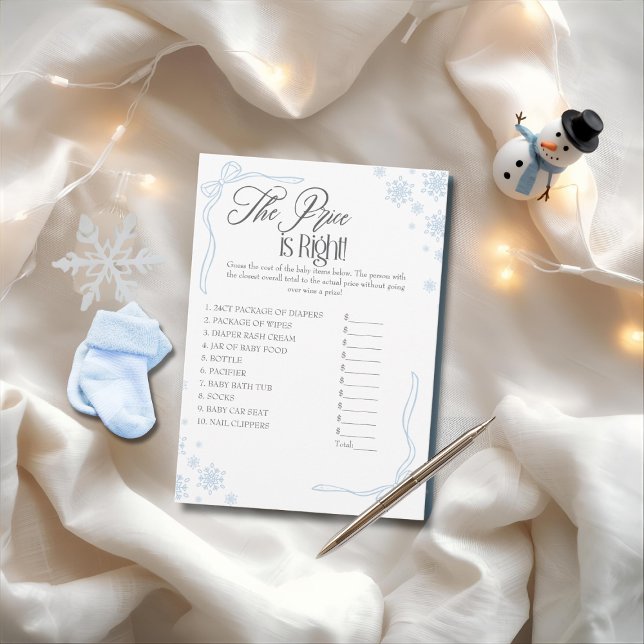 Carte de jeu Winter Coquette Blue Price is Right (Winter Coquette Blue Price is Right Game Card)