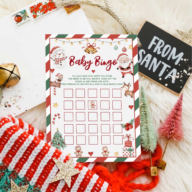 Carte de jeux de baby shower Baby Bingo bébé Santa (Créateur téléchargé)