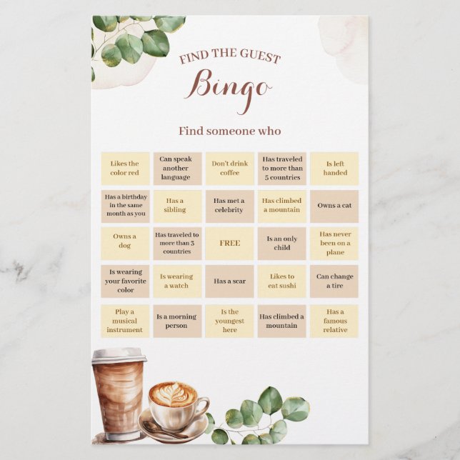 Carte de jeux de bingo Coffee Love is Brewing (Devant)