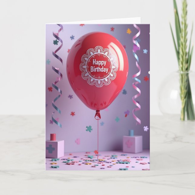 Carte de joie avec ballon rouge (Devant)