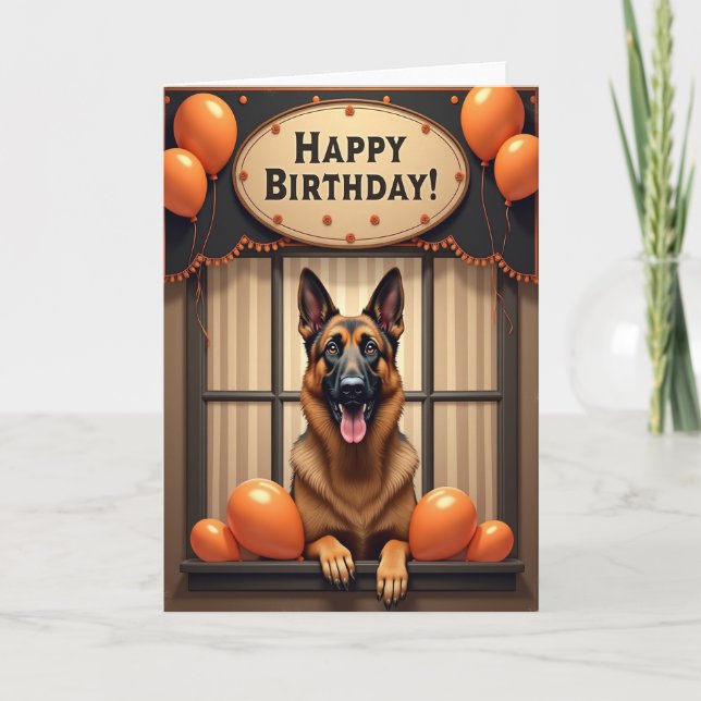 Carte de joie d'anniversaire pour chien bronzé (Devant)