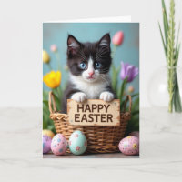 Carte de joie de printemps avec un adorable chaton