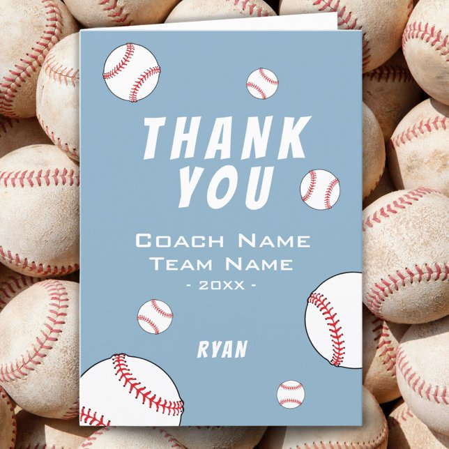 Carte de joueur de baseball Coach Blue Merci (Créateur téléchargé)