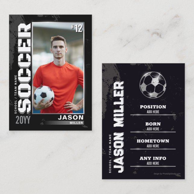 Carte de joueur de soccer Carte de joueur de socce (Devant / Derrière)