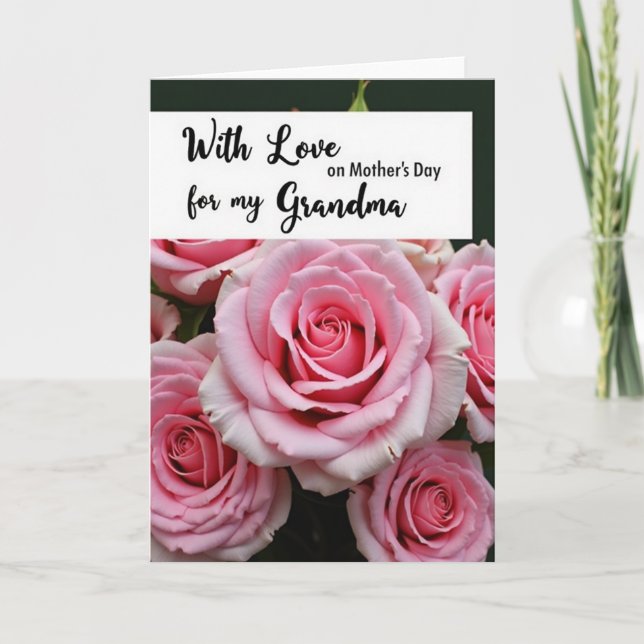 Carte de jour affectueuse aux roses roses (Devant)