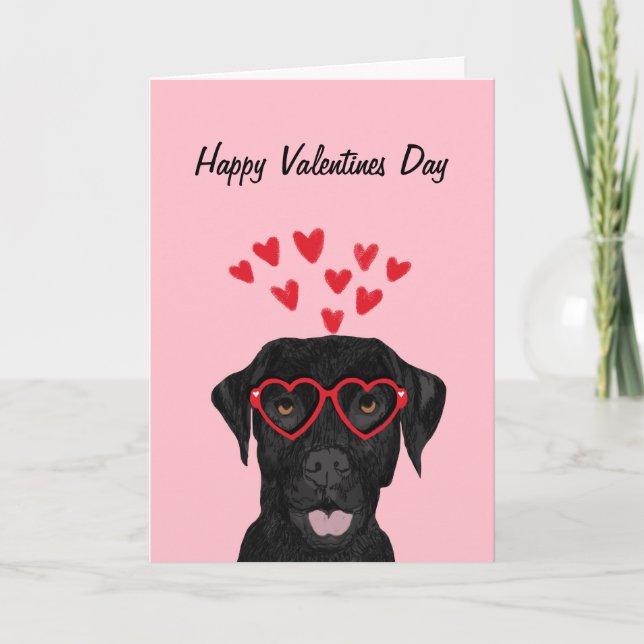 Carte de jour Black Lab valentines - récupérateur  (Devant)