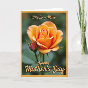 Carte de jour d'affection Rose Orange