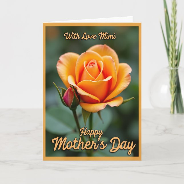 Carte de jour d'affection Rose Orange (Devant)