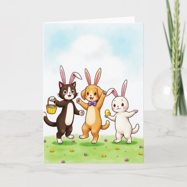 Carte de jour de fun avec des amis de printemps (Devant)