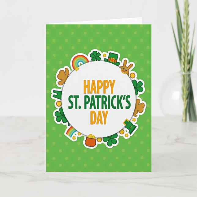 Carte de jour de la Saint-Patrick à pois verts (Devant)