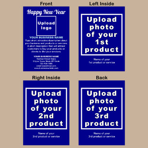 Carte de jour de l'an bleu plié