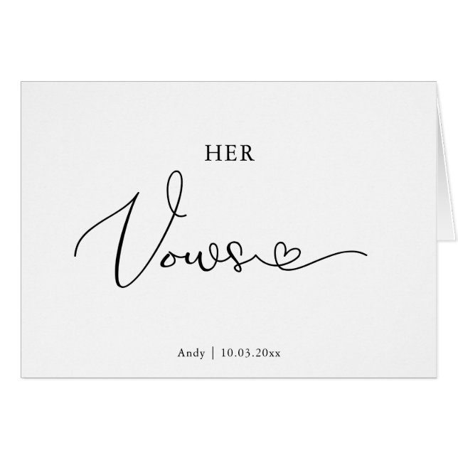 Carte de jour de mariage personnalisée de ses Vows (Devant horizontal)