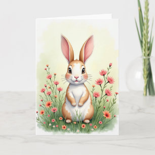 Carte de jour de printemps Lapin mignon