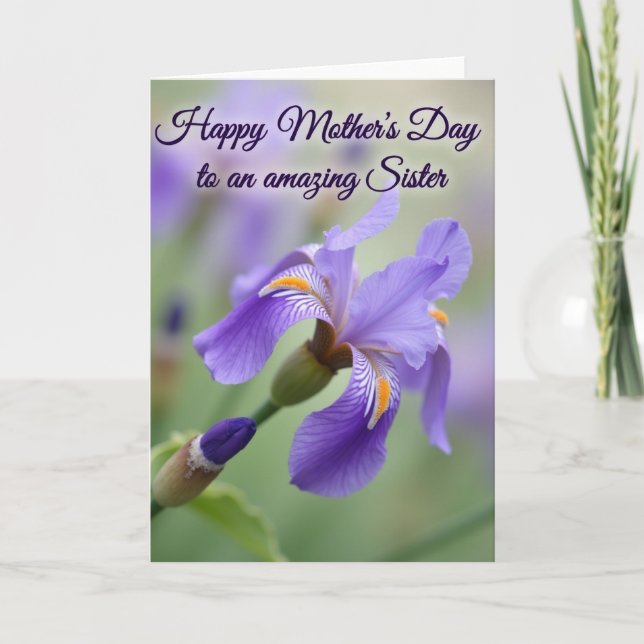 Carte de jour de sœur à fleurs violettes (Devant)