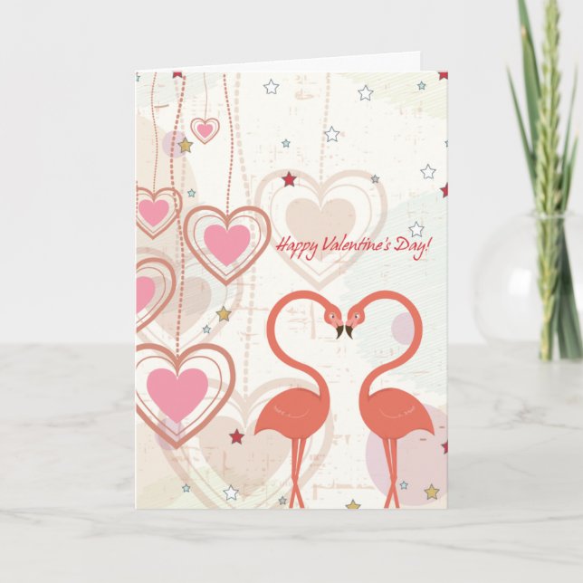 carte de jour de valentines de flamants (Devant)