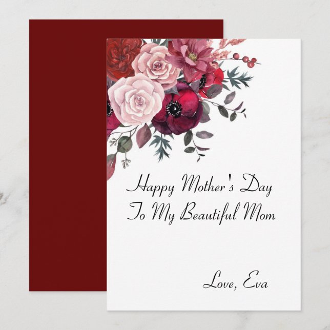 CARTE DE JOUR DES MÈRES (Devant / Derrière)