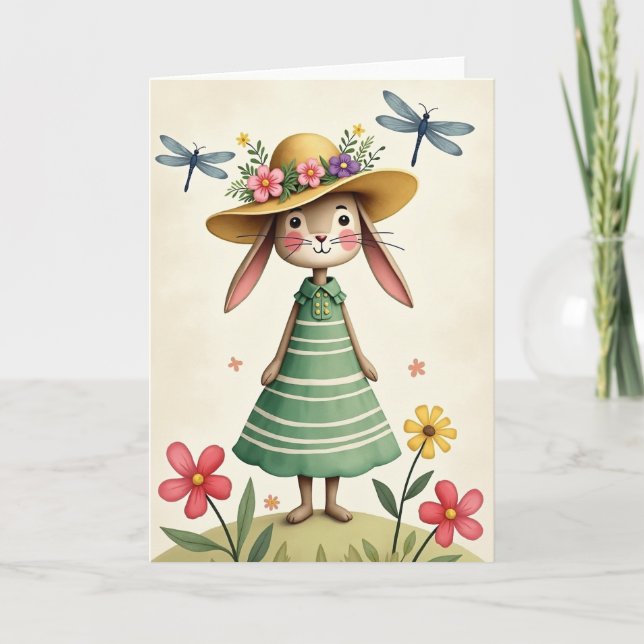 Carte de Jour d'Été Bunny Blooms (Devant)