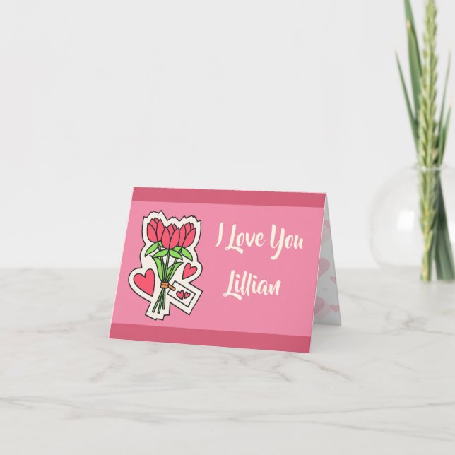 Carte de jour Floral Personnalisée I Love You Vale (Devant)