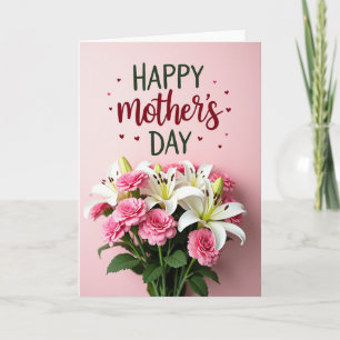 Carte de jour florale rose tendre