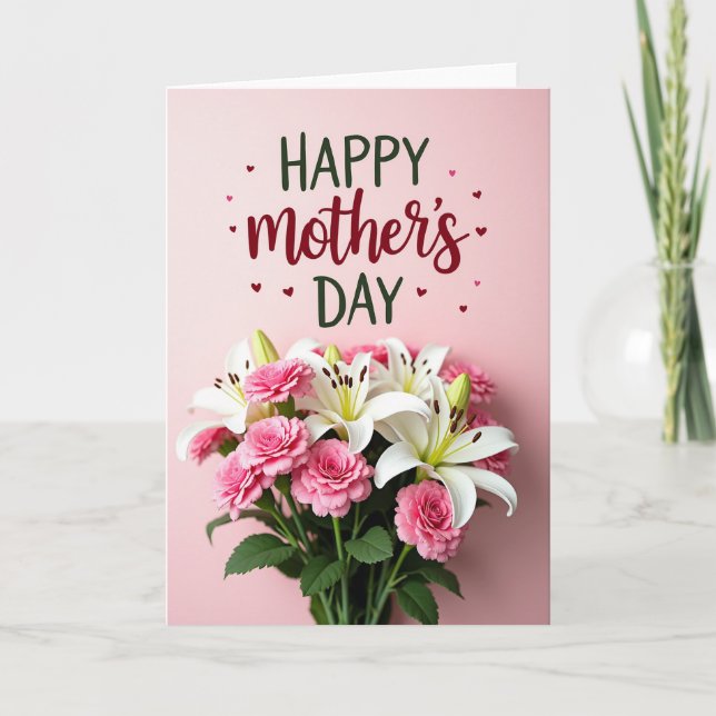 Carte de jour florale rose tendre (Devant)