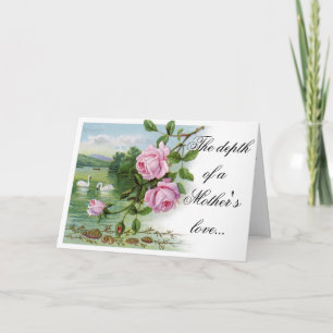 Carte de jour Happy Mother - Pink Roses and Swans