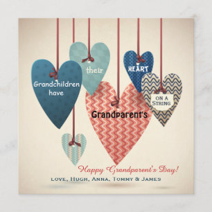 Carte de jour Heart on a String Grand-parents