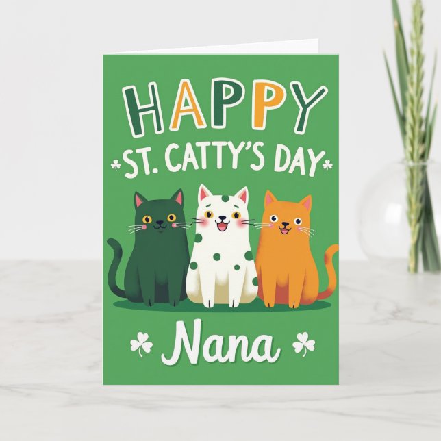 Carte de jour heureux chats verts (Devant)