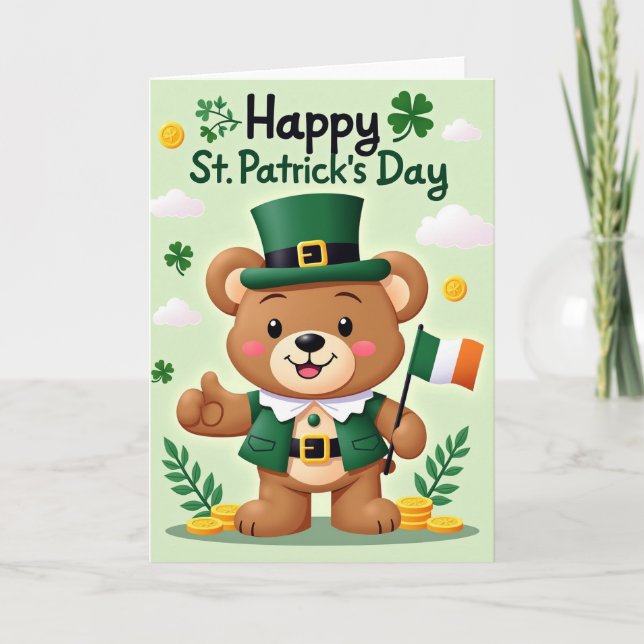 Carte de jour heureux Clover Bear (Devant)