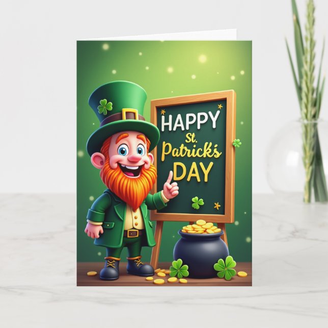 Carte de jour heureux de faux or lutin (Devant)