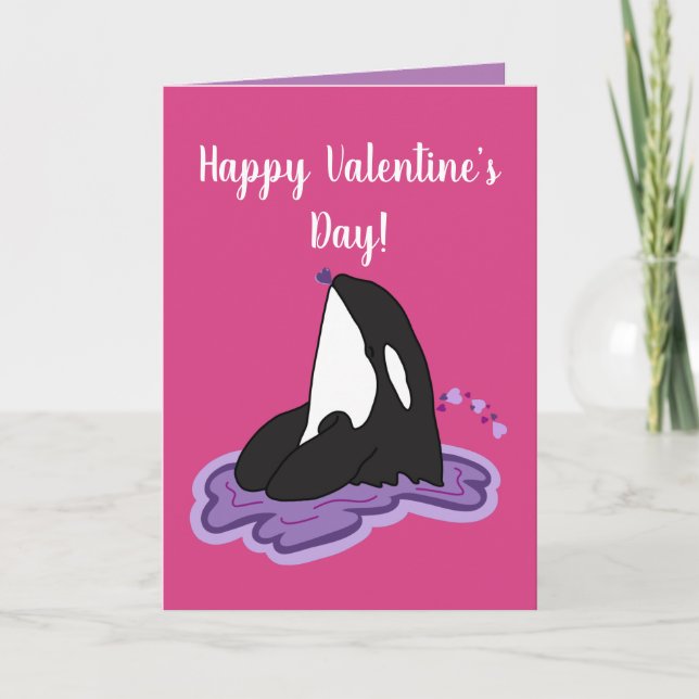 Carte de jour Orca Valentines personnalisable (Devant)
