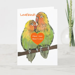 Carte de jour personnalisée Valentines de Lovebird
