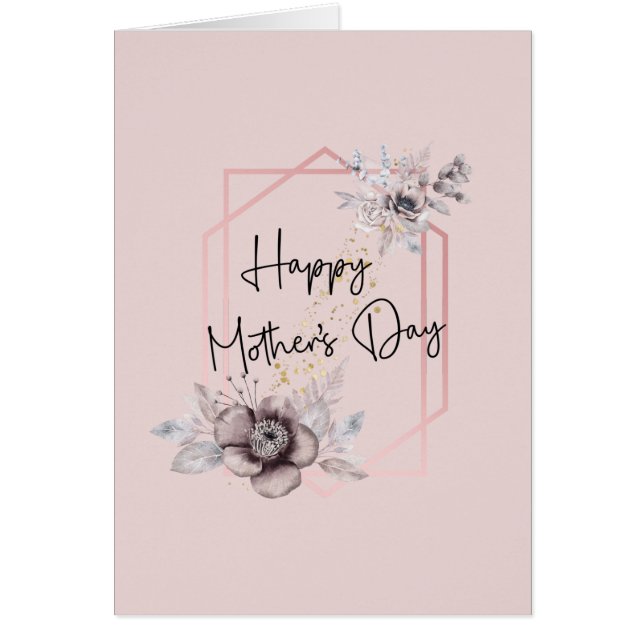 Carte de jour Pink Purple Grey Floral Mothers (Devant)
