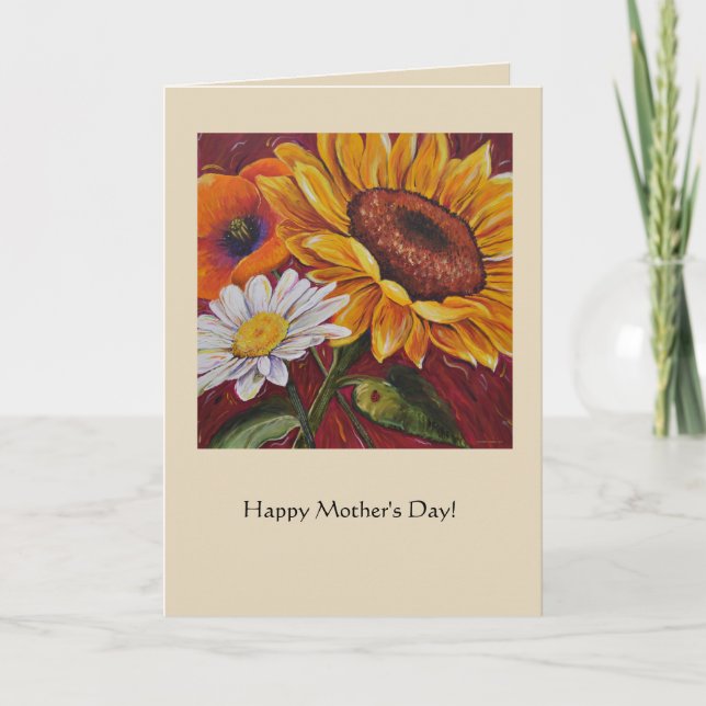 Carte de jour Sunflower, Daisy et Poppy Mothers (Devant)