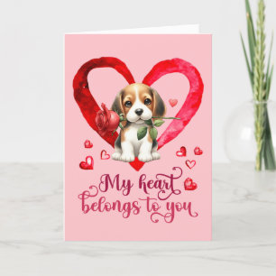 Carte de jour Valentines beagle Watercolor