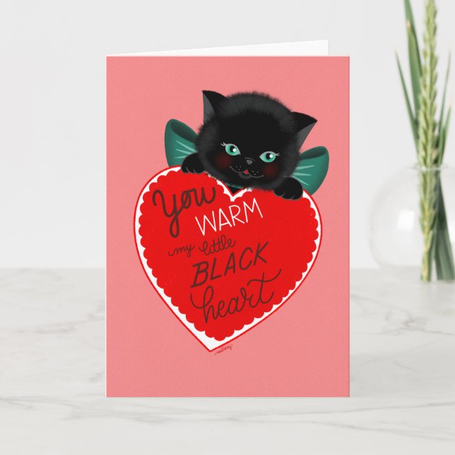 Carte de jour Valentines Chat Noir Inspiré vintage (Devant)