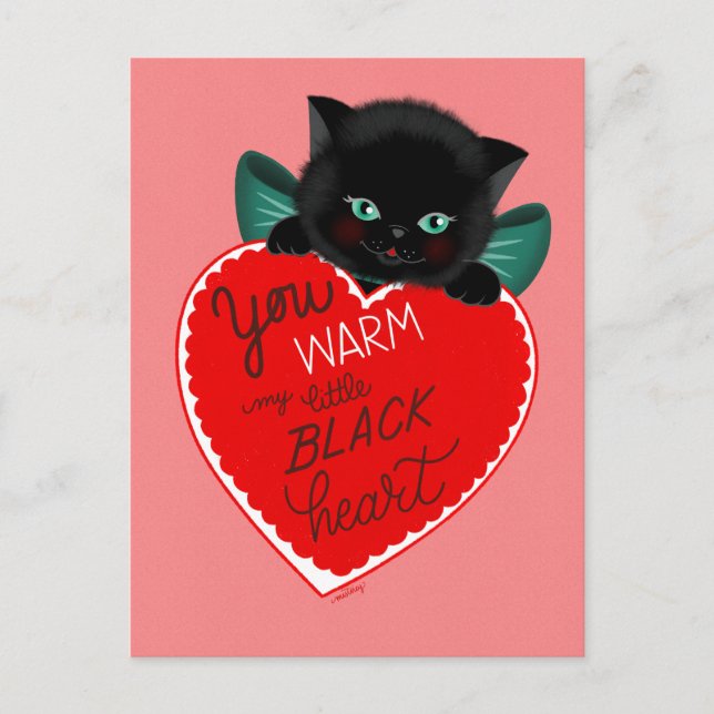 Carte de jour Valentines Chat Noir Inspiré vintage (Devant)