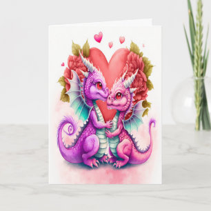 Carte de jour Valentines d'amour violet dragon cou